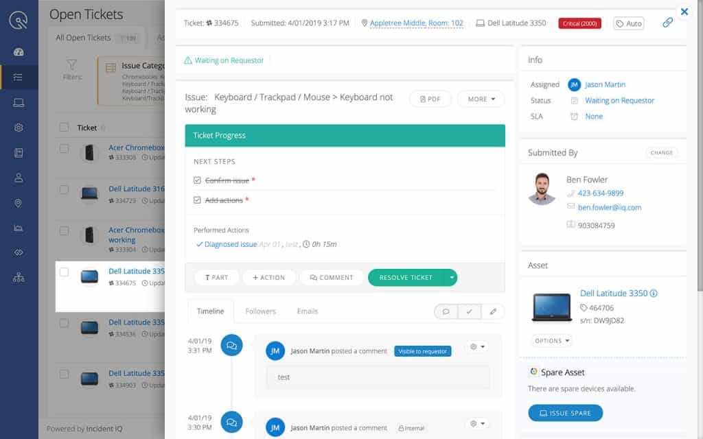 screenshot of iiQ Ticketing